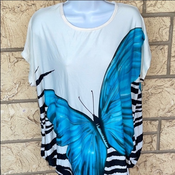 Butterfly oversize large top blouse in style Large beach vacation - Picture 5 of 6
